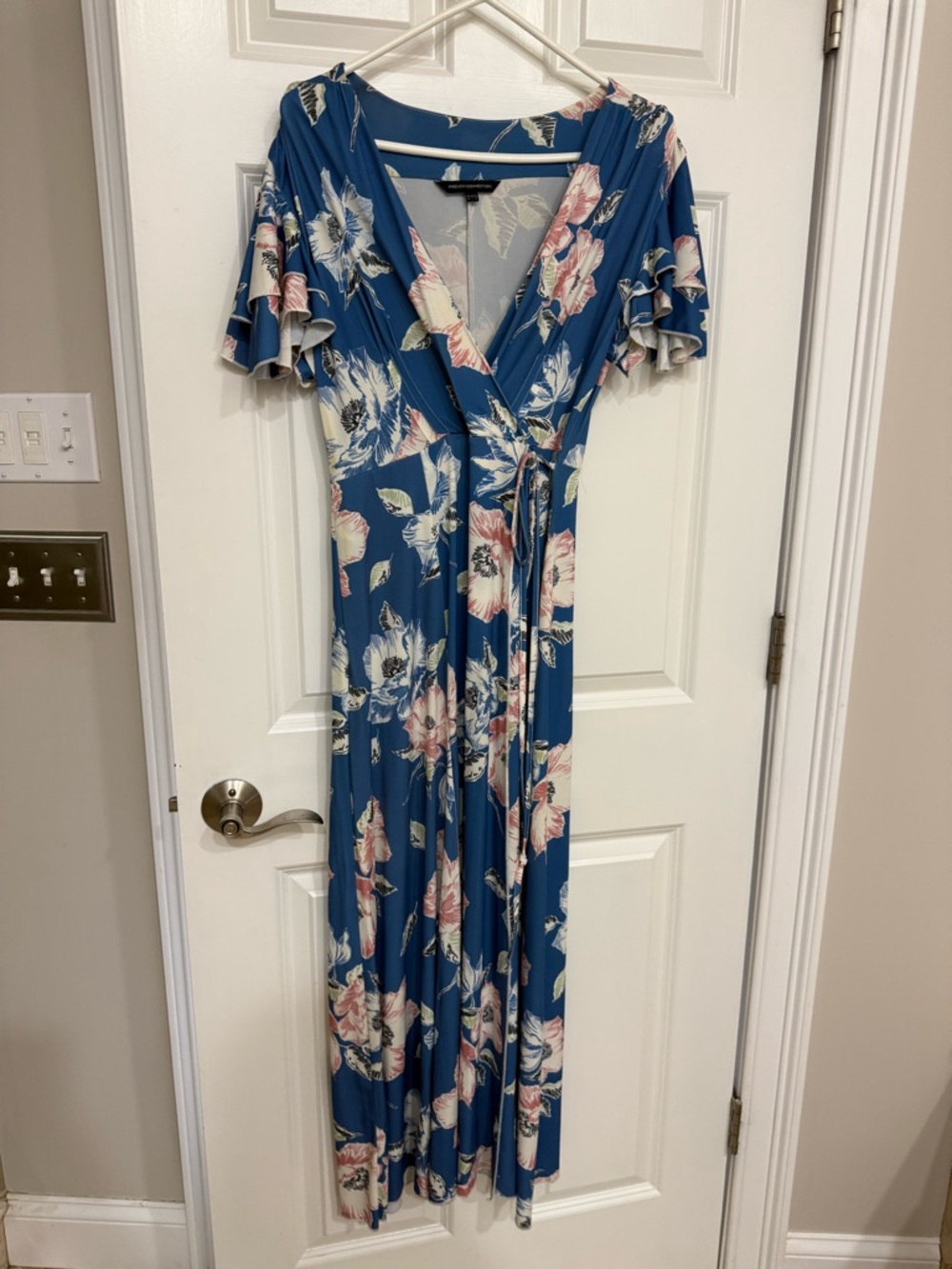 French Connection Blue Floral Wrap Maxi Dress - Picture 2 of 5